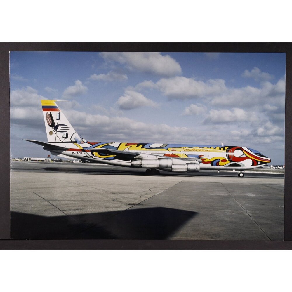 1970 - 1980s Ecuatoriana colourful airplane plane photo travel poster 11x16",